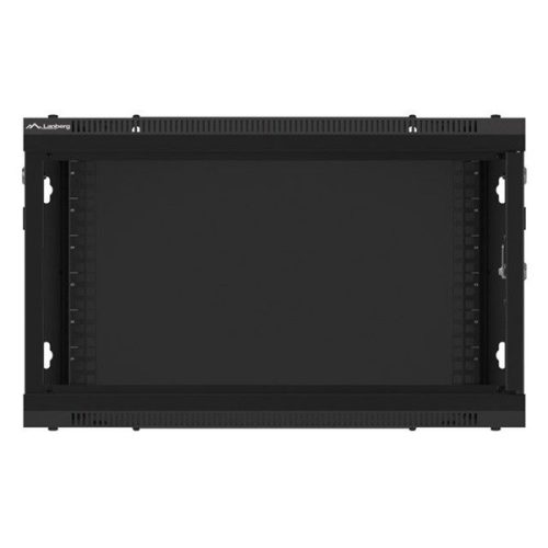 Lanberg WF01-6606-10B 19" 6U SZÉL:600mm MÉLY:600mm MAG:379mm lapraszerelt üvegajtós fekete fali rack szekrény