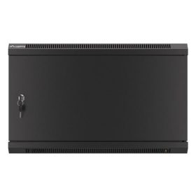   Lanberg WF01-6606-00B 19" 6U SZÉL:600mm MÉLY:600mm MAG:379mm lapraszerelt fémajtós fekete fali rack szekrény