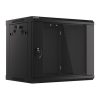 Lanberg WF01-6409-10B 19" 9U SZÉL:600mm MÉLY:450mm MAG:512mm lapraszerelt üvegajtós fekete fali rack szekrény