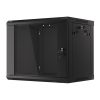 Lanberg WF01-6409-10B 19" 9U SZÉL:600mm MÉLY:450mm MAG:512mm lapraszerelt üvegajtós fekete fali rack szekrény