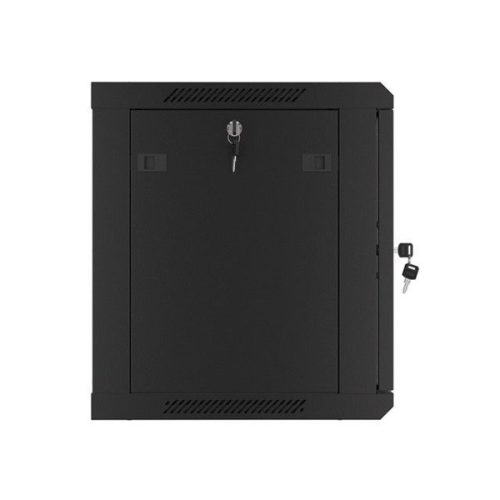 Lanberg WF01-6409-10B 19" 9U SZÉL:600mm MÉLY:450mm MAG:512mm lapraszerelt üvegajtós fekete fali rack szekrény