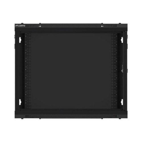 Lanberg WF01-6409-10B 19" 9U SZÉL:600mm MÉLY:450mm MAG:512mm lapraszerelt üvegajtós fekete fali rack szekrény
