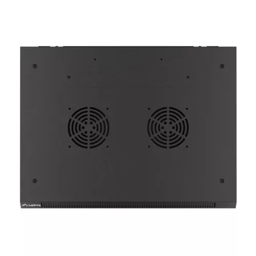 Lanberg WF01-6409-00B 19" 9U SZÉL:600mm MÉLY:450mm MAG:512mm lapraszerelt fémajtós fekete fali rack szekrény