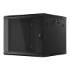 Lanberg WF01-6609-10B 19" 9U SZÉL:600mm MÉLY:600mm MAG:512mm lapraszerelt üvegajtós fekete fali rack szekrény