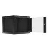 Lanberg WF01-6609-10B 19" 9U SZÉL:600mm MÉLY:600mm MAG:512mm lapraszerelt üvegajtós fekete fali rack szekrény