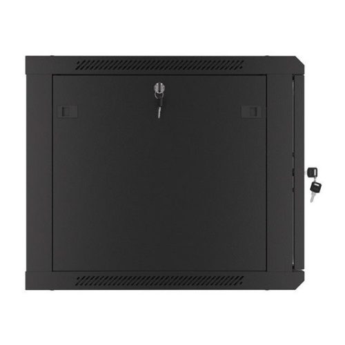 Lanberg WF01-6609-10B 19" 9U SZÉL:600mm MÉLY:600mm MAG:512mm lapraszerelt üvegajtós fekete fali rack szekrény