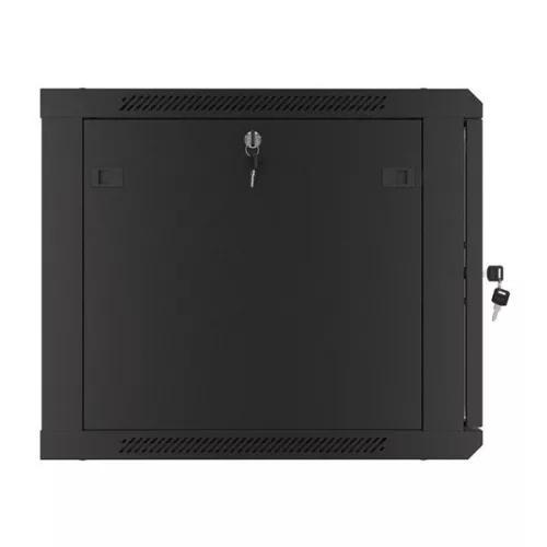 Lanberg WF01-6609-10B 19" 9U SZÉL:600mm MÉLY:600mm MAG:512mm lapraszerelt üvegajtós fekete fali rack szekrény