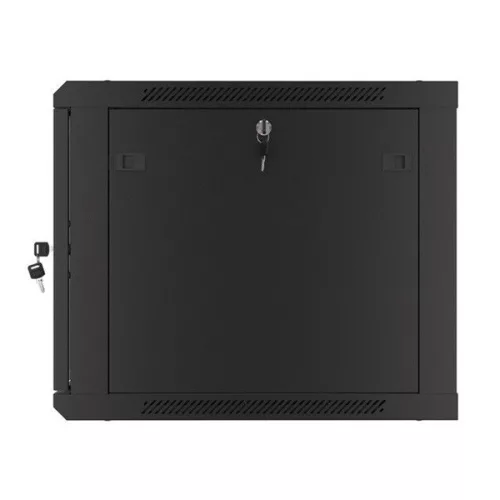 Lanberg WF01-6609-10B 19" 9U SZÉL:600mm MÉLY:600mm MAG:512mm lapraszerelt üvegajtós fekete fali rack szekrény