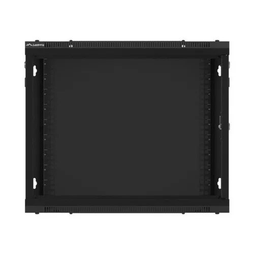 Lanberg WF01-6609-10B 19" 9U SZÉL:600mm MÉLY:600mm MAG:512mm lapraszerelt üvegajtós fekete fali rack szekrény