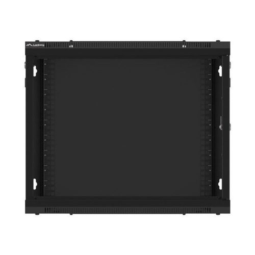 Lanberg WF01-6609-00B 19" 9U SZÉL:600mm MÉLY:600mm MAG:512mm lapraszerelt fémajtós fekete fali rack szekrény