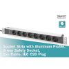 DIGITUS DN-95428 1U rack alu 8 schuko dugaljas C20-as tápcsatlakozós hálózati elosztó