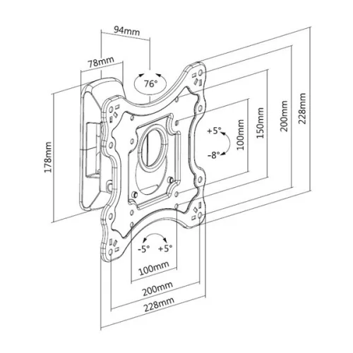 Stell SHO 7500 23"-42" VESA 200x200 dönthető fali konzol