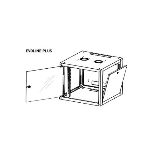 Legrand EVO16U6045P Evoline+ 19" 16U 600x450mm levehető oldallapos üvegajtós egyrészes fali rack szekrény