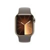 Apple Watch S9 Cellular (41mm) arany rozsdamentes acél tok , agyag sport szíj (M/L) okosóra