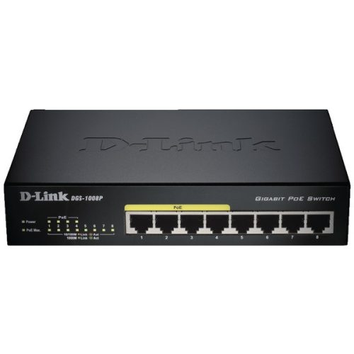 D-Link DGS-1008P/E 8port GbE LAN 4xPoE LAN nem menedzselhető PoE switch
