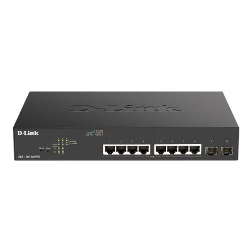 D-Link DGS-1100-10MPV2/E 8port GbE LAN 2x GbE SFP port PoE Smart switch