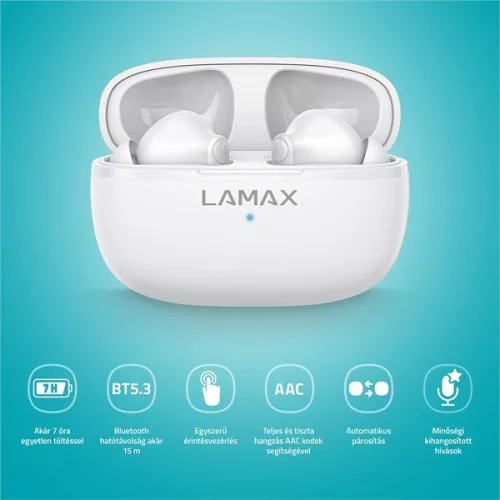 LAMAX Clips1 Play True Wireless Bluetooth fehér fülhallgató