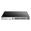 D-Link DGS-3130-30PS/E 24xGbE PoE LAN 2x10GbE LAN 4xSFP+ port L3 menedzselhető PoE switch