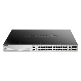   D-Link DGS-3130-30PS/E 24xGbE PoE LAN 2x10GbE LAN 4xSFP+ port L3 menedzselhető PoE switch