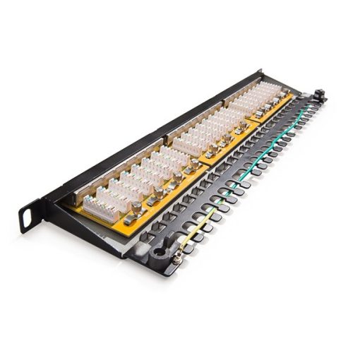 KE-Line Giga KOMPAKT 24port CAT.5e árnyékolt HD patch panel 0,5U RJ45/s