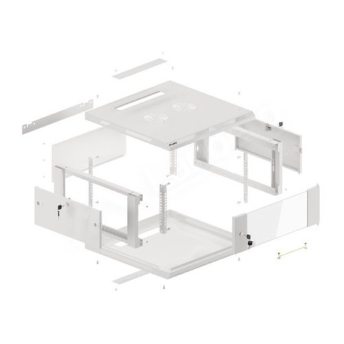 Lanberg WF01-6604-10S 19" 4U SZÉL:600mm MÉLY:600mm MAG:290mm lapraszerelt üvegajtós szürke fali rack szekrény