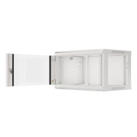   Lanberg WF01-6406-10S 19" 6U SZÉL:600mm MÉLY:450mm MAG:379mm lapraszerelt üvegajtós szürke fali rack szekrény