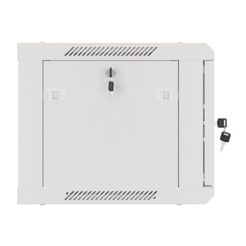 Lanberg WF01-6406-10S 19" 6U SZÉL:600mm MÉLY:450mm MAG:379mm lapraszerelt üvegajtós szürke fali rack szekrény