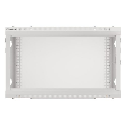 Lanberg WF01-6406-10S 19" 6U SZÉL:600mm MÉLY:450mm MAG:379mm lapraszerelt üvegajtós szürke fali rack szekrény