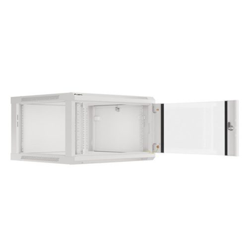 Lanberg WF01-6606-10S 19" 6U SZÉL:600mm MÉLY:600mm MAG:379mm lapraszerelt üvegajtós szürke fali rack szekrény