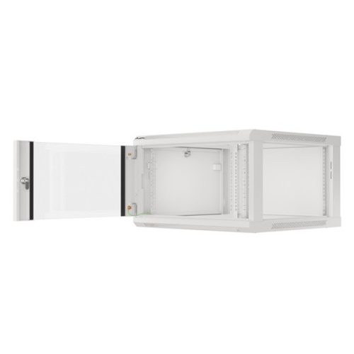 Lanberg WF01-6606-10S 19" 6U SZÉL:600mm MÉLY:600mm MAG:379mm lapraszerelt üvegajtós szürke fali rack szekrény