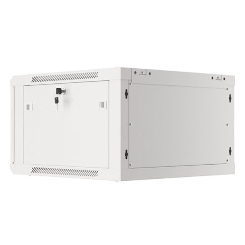 Lanberg WF01-6606-10S 19" 6U SZÉL:600mm MÉLY:600mm MAG:379mm lapraszerelt üvegajtós szürke fali rack szekrény