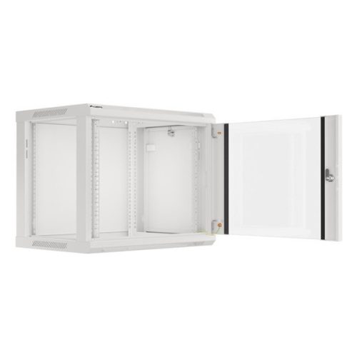 Lanberg WF01-6606-10S 19" 9U SZÉL:600mm MÉLY:450mm MAG:512mm lapraszerelt üvegajtós szürke fali rack szekrény