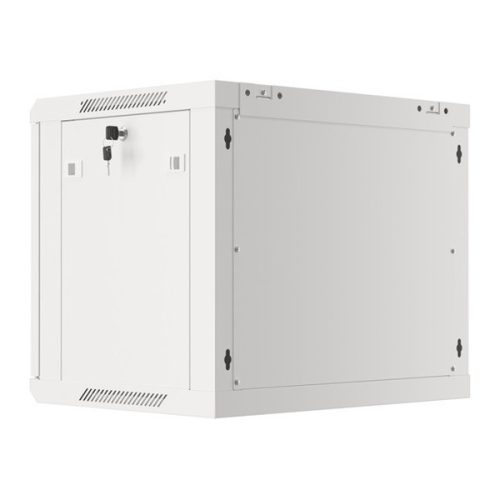 Lanberg WF01-6606-10S 19" 9U SZÉL:600mm MÉLY:450mm MAG:512mm lapraszerelt üvegajtós szürke fali rack szekrény