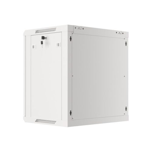 Lanberg WF01-6412-10S 19" 12U SZÉL:600mm MÉLY:450mm MAG:645mm lapraszerelt üvegajtós szürke fali rack szekrény
