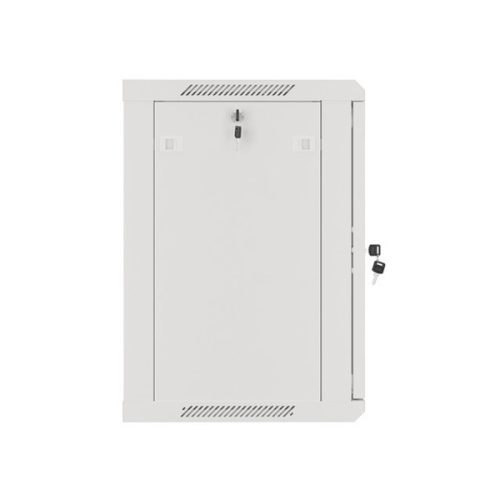 Lanberg WF01-6412-10S 19" 12U SZÉL:600mm MÉLY:450mm MAG:645mm lapraszerelt üvegajtós szürke fali rack szekrény