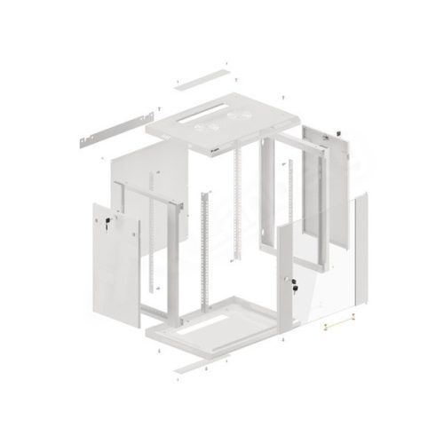 Lanberg WF01-6412-10S 19" 12U SZÉL:600mm MÉLY:450mm MAG:645mm lapraszerelt üvegajtós szürke fali rack szekrény