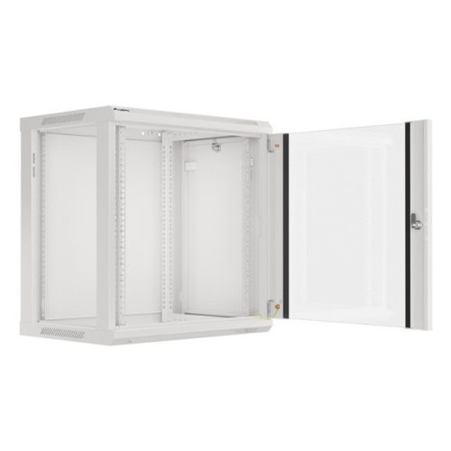 Lanberg WF01-6412-10S 19" 12U SZÉL:600mm MÉLY:450mm MAG:645mm lapraszerelt üvegajtós szürke fali rack szekrény