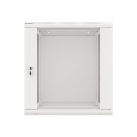   Lanberg WF01-6612-10S 19" 12U SZÉL:600mm MÉLY:600mm MAG:645mm lapraszerelt üvegajtós szürke fali rack szekrény
