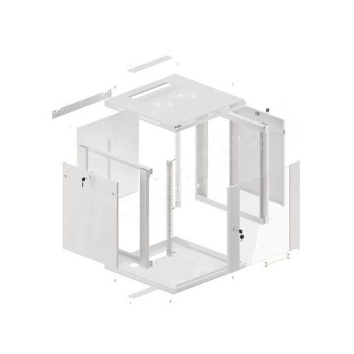 Lanberg WF01-6612-10S 19" 12U SZÉL:600mm MÉLY:600mm MAG:645mm lapraszerelt üvegajtós szürke fali rack szekrény