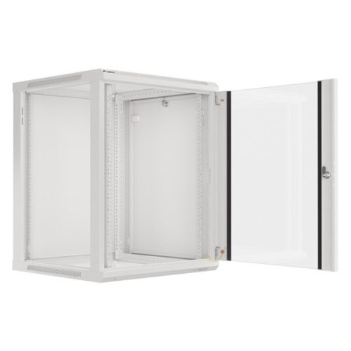 Lanberg WF01-6615-10S 19" 15U SZÉL:600mm MÉLY:600mm MAG:774mm lapraszerelt üvegajtós szürke fali rack szekrény