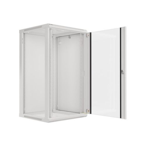 Lanberg WF01-6622-10S 19" 22U SZÉL:600mm MÉLY:600mm MAG:1085mm lapraszerelt üvegajtós szürke fali rack szekrény