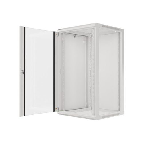 Lanberg WF01-6622-10S 19" 22U SZÉL:600mm MÉLY:600mm MAG:1085mm lapraszerelt üvegajtós szürke fali rack szekrény