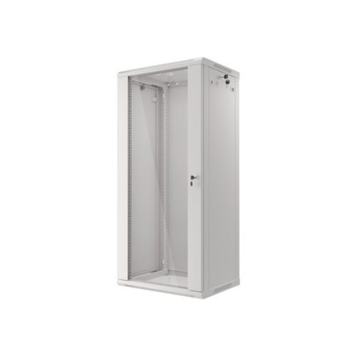 Lanberg WF01-6427-10S 19" 27U SZÉL:600mm MÉLY:450mm MAG:1307mm lapraszerelt üvegajtós szürke fali rack szekrény