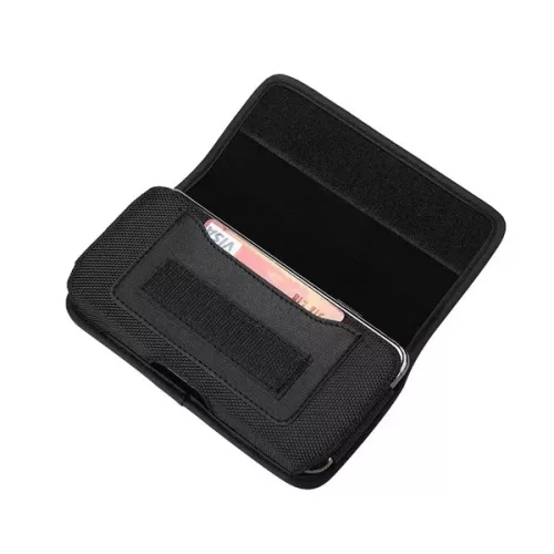 Haffner HF184949 Oxford vízszintes, csatos-fűzős XXL fekete övtáska mobiltelefonhoz