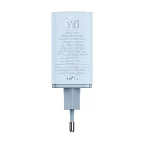 Baseus P10162701313-00 GAN6 Pro 65W kék hálózati gyorstöltő adapter