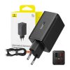 Baseus P10162705112-00 GaN6 Pro 100W EU fekete gyorstöltő adapter 1m USB Type-C - Type-C kábellel