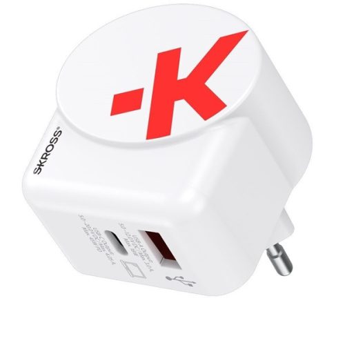 SKROSS 1.302424 45W GaN USB-A/USB-C fehér gyorstöltő + Type-C kábel