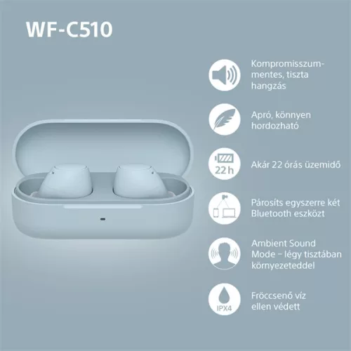Sony WFC510L.CE7 True Wireless Bluetooth kék fülhallgató