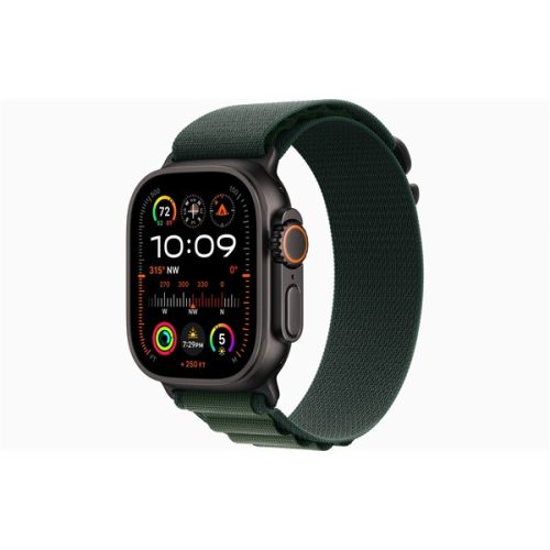 Apple Watch Ultra2 v2 Cellular (49mm) fekete titán tok, sötétzöld alpesi pánt (L) okosóra