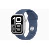 Apple Watch S10 GPS (42mm) ezüst alumínium tok, denim sportszíj (M/L) okosóra